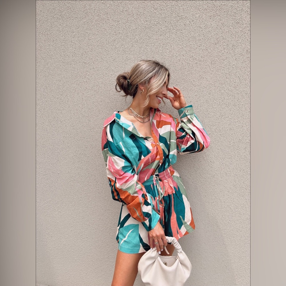 Linen shorts set
